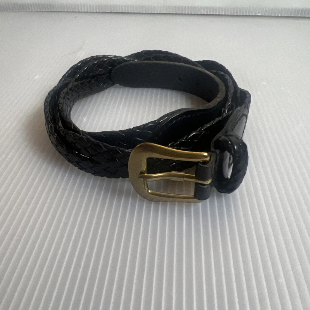 Talbots Women\'s Braided Leather Belt, in Dark Navy - Large Talbots Women main image 4