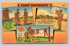 Vintage Linen Camp Snapshots Military Humor Postcard Tichnor MH20