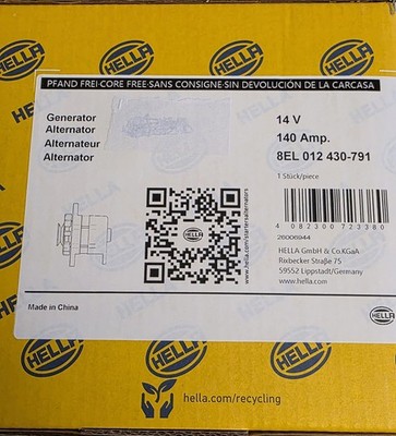 HELLA 8EL012430791 Generator Audi A4 A5 Q5 8K2 8K5 B8 03G903016BX Lichtmaschine 