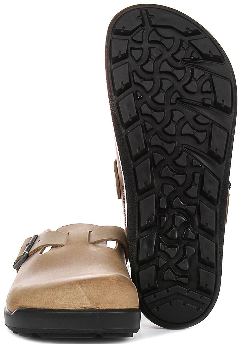 Birkenstock Boston Crosstown Oiled Leather Mens Sandals In Tobacco