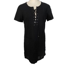 Kut from the Kloth Embroidered Lace Boho Tie String Front Short Sleeved Dress M
