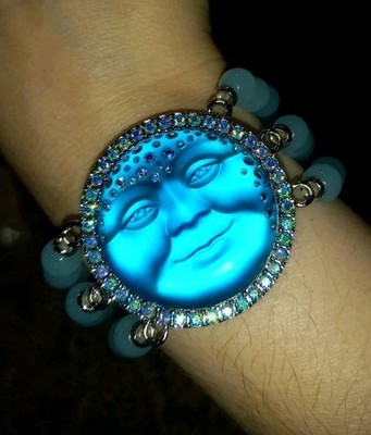 Meerblick BLAU TÜRKIS Nebel MOND Armband STRASS Kristall PERLEN Stretch GLAM