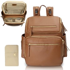 Diaper Bag Backpack Large Baby Diaper Bag Leather with 17 Diaper Bag Organizing