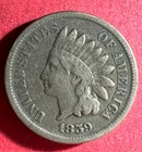 1859 US Indian Head Cent! Copper Nickel Variety! 1st Year Issue! FINE! Old Coin!