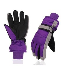 Kids Ski Snow Gloves Snowboard Winter Warm Cold 10-12 Years Deep Purple