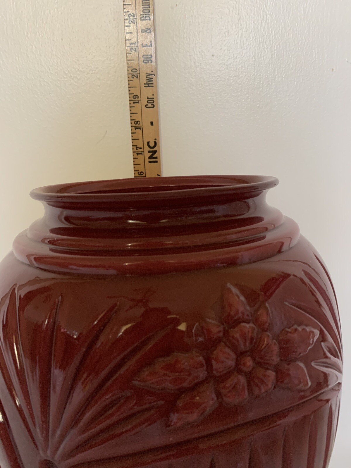 Large Glass Burgundy Umbrella Holder/Vase 16.25 " HIGH. VERY PRETTY eBay