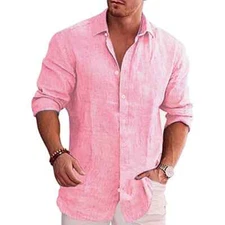 Men's Button Down Dress Shirt Casual Long Sleeve Fit Cotton 6 COLORS