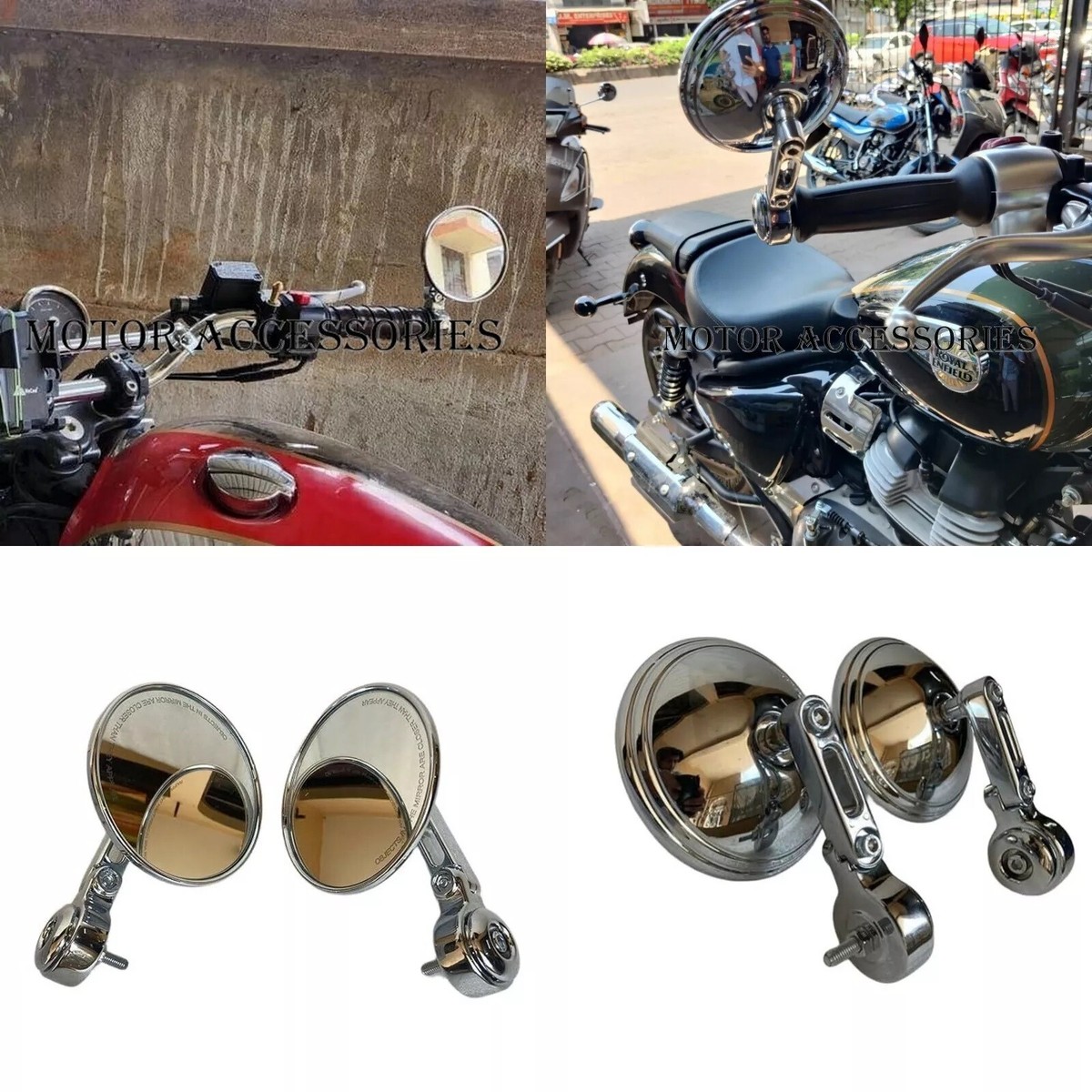 Handle Bar End Mirror Chrome For Royal Enfield Meteor/New Classic