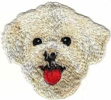 Maltese Dog Patch Cream White Embroidered Cut out Iron on Sew on