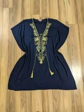 New?EXCELLENT Cond! Lilly Pulitzer Chai Caftan Dress Navy Gold Embroidery XXS/XS