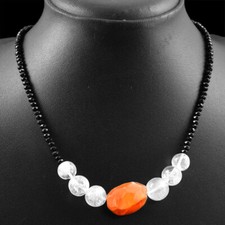 120.00 Cts Earth Mined Faceted Spinel  White Quartz Beads Necklace NK 43E98