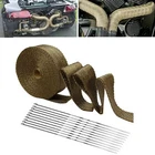 2" x50ft Roll Titanium Header Turbo Pipe Manifold Exhaust Heat Wrap Tape 10 Ties