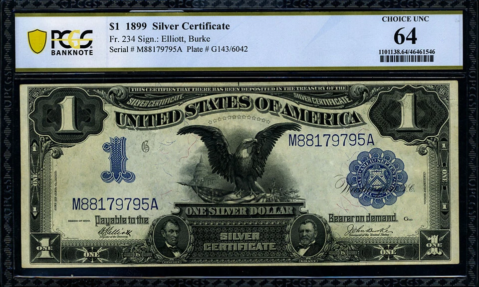 FR. 234 $1 1899 Silver Certificate Choice PCGS CU64 - Image 2 of 3