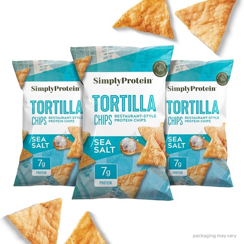 Simply Protein - Tortilla Chips, Restaurant Style Protein Chips, Sea Salt 3-Pack