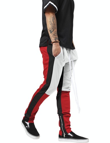 Pantaloni da uomo da pista jogger hip hop polilaterale cerniera alla caviglia cordino lungo techno - Foto 50 di 57
