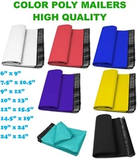 Poly Mailers Colours Shipping Bags 6x9 9x12 10x13 7.5x10.5 12x15.5 14.5x19 19x24