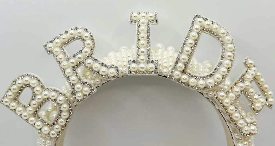 Bride headband - elegant bridal crown with pearls & rhinestones for hen party - Image 3 of 4