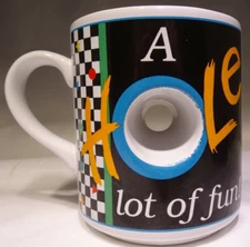 PAPEL "At 60 Life is...A Hole Lot Of Fun" Coffee CUP Mug w/Hole VGUC GIFT IDEA
