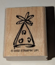 Stampin Up Birthday Party Hat Wood Mounted Rubber Stamp 2002 Sketch Drawn EUC