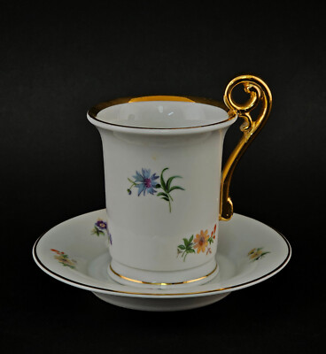 99840980 Porzellan Sammeltasse Vitrinentasse Eisenberg Blümchendekor 10x9cm
