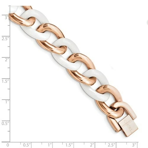 *NUEVO* Cincel de acero inoxidable con pulsera de cerámica blanca para mujer SRB803-7,5 Foto 4 de 4