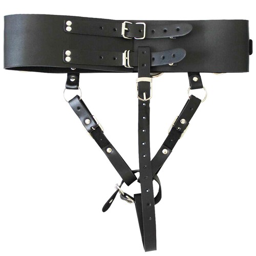 PU Leather Forced Orgasm Vibrator Strapon Wand Holder Harness Chastity Belt BDSM - Picture 15 of 16