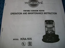 KERO-SUN Toyostove  KRA 105 Double Clean  Owners Manual Parts/Operation