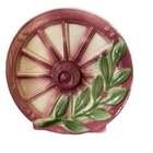 Vintage Unsigned McCoy Dusty Rose Wagon Wheel Wall Pocket Planter Southwest Deco