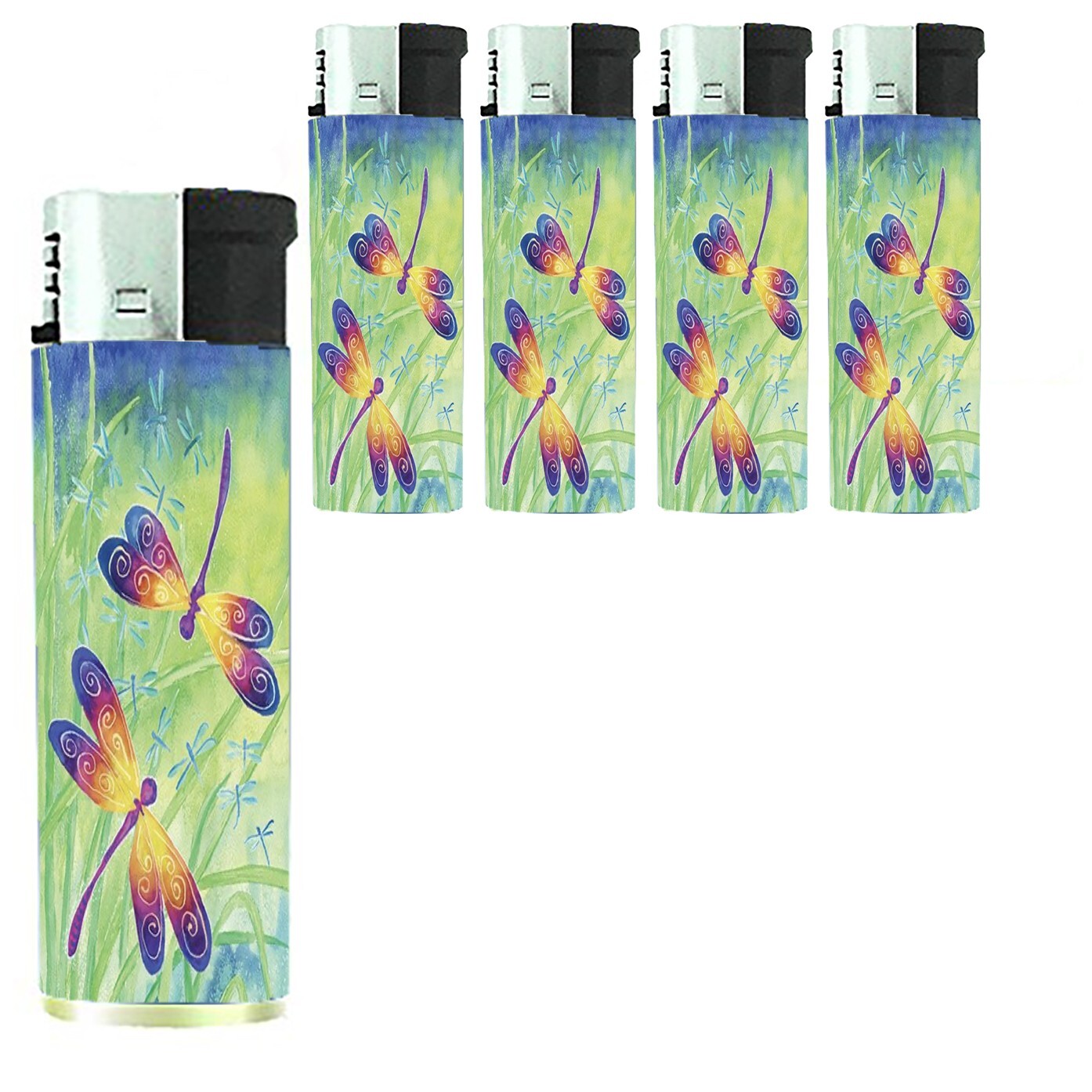 Dragonfly Whimsy Set of 5 Electronic Butane Lighter