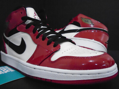 NIKE AIR JORDAN RETRO I OG CHICAGO BULLS PATENT LEATHER BRED 136085-106 