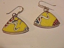 7C- set of hoop earrings- enamel/painted- marked 6096 or 9069