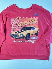 Women  s GM Detroit Power Camaro American Classic Red Sweatshirt Size 2X NWOT