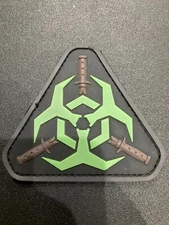 Biohazard Patch with Sword Handles Green PVC