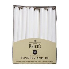 Prices Dinner Candles White 25cm Unscented 50 Bulk Pack 7 Hour Burn Dripless