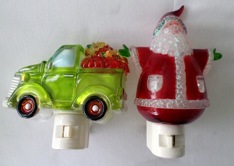 Set of 2 Christmas / Holiday Night Lights, Santa