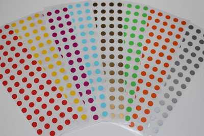 Revay  selbstklebende farbige 6 mm selbstklebende Kreis Punkte Etiketten - 8 Farben rund UK