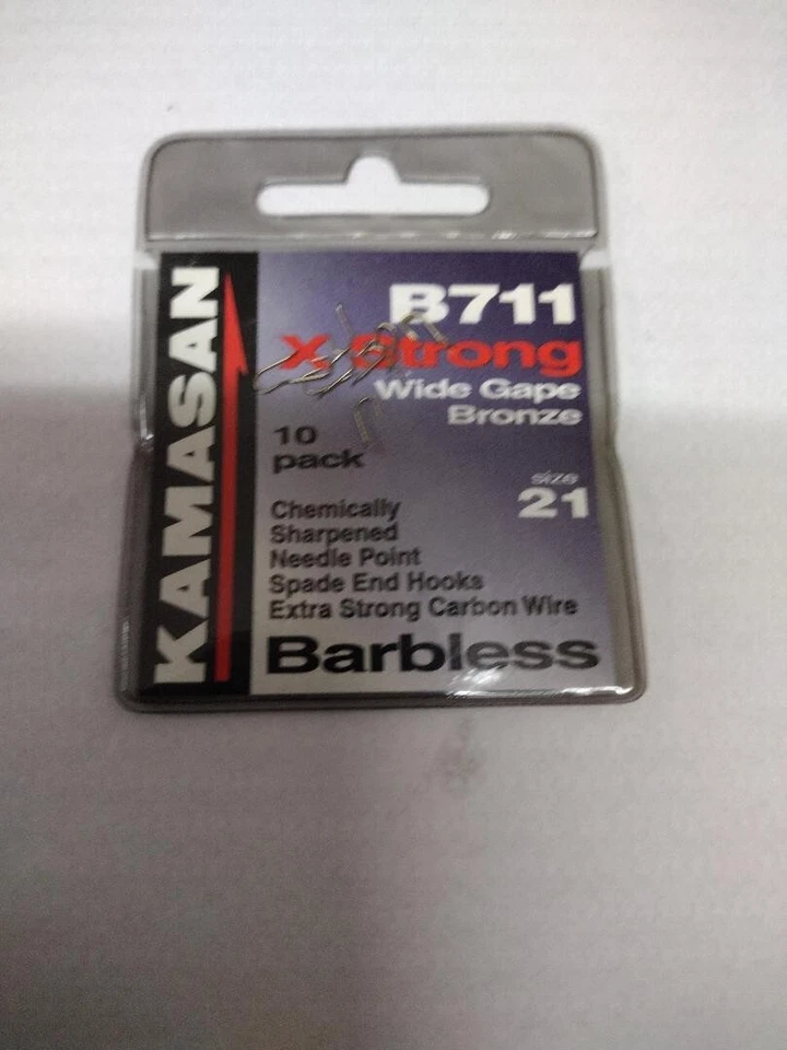 KAMASAN B711 X STRONG BARBLESS HOOKS BRONZE VARIOUS SIZES - Image 1 of 1