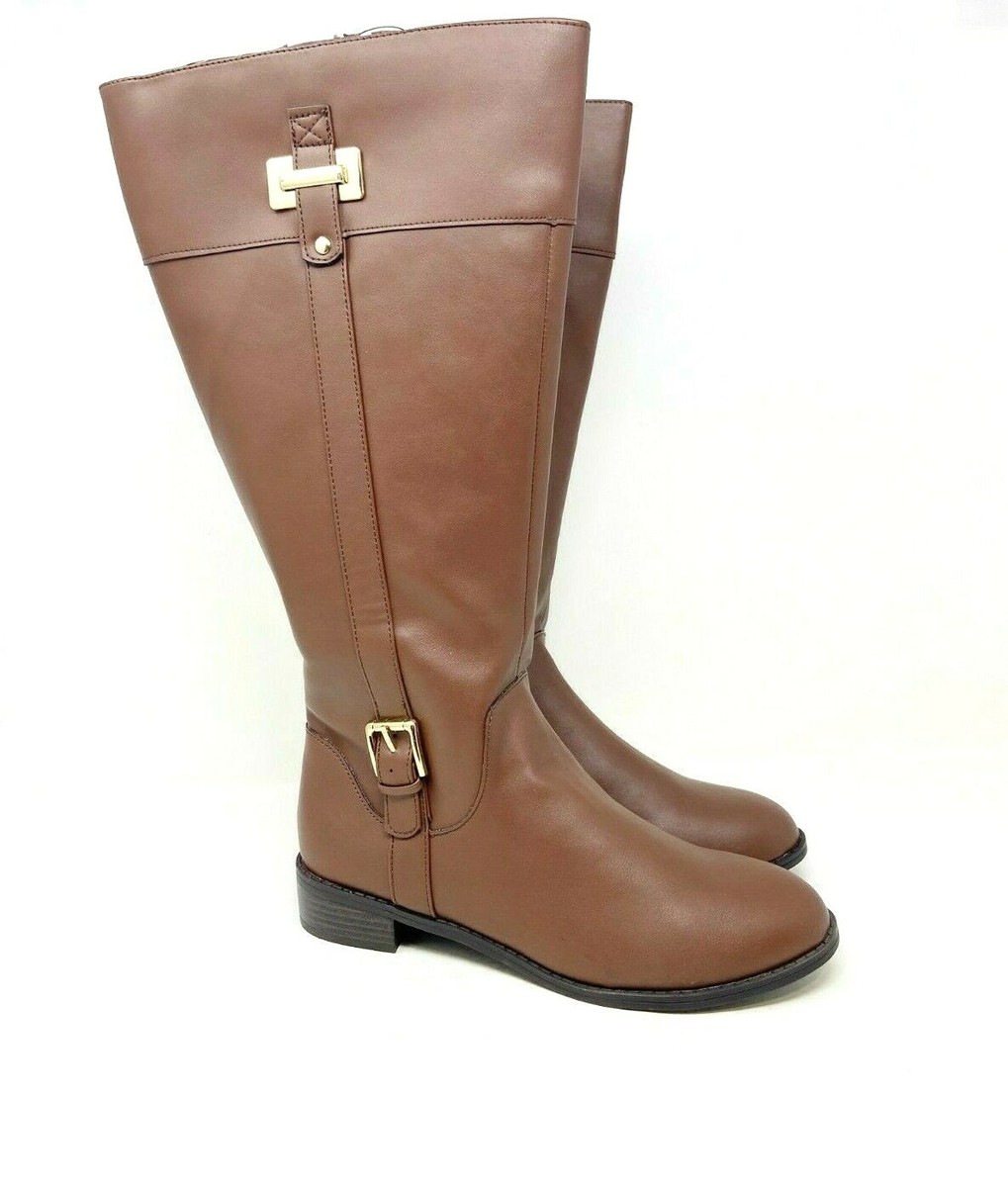 Karen Scott Deliee Cognac Brown Knee High Riding Boots Wide Calf