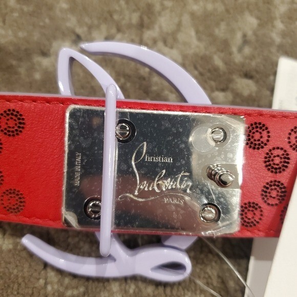 Christian Louboutin Logo Buckle Perforated Leather Belt  display picture 1