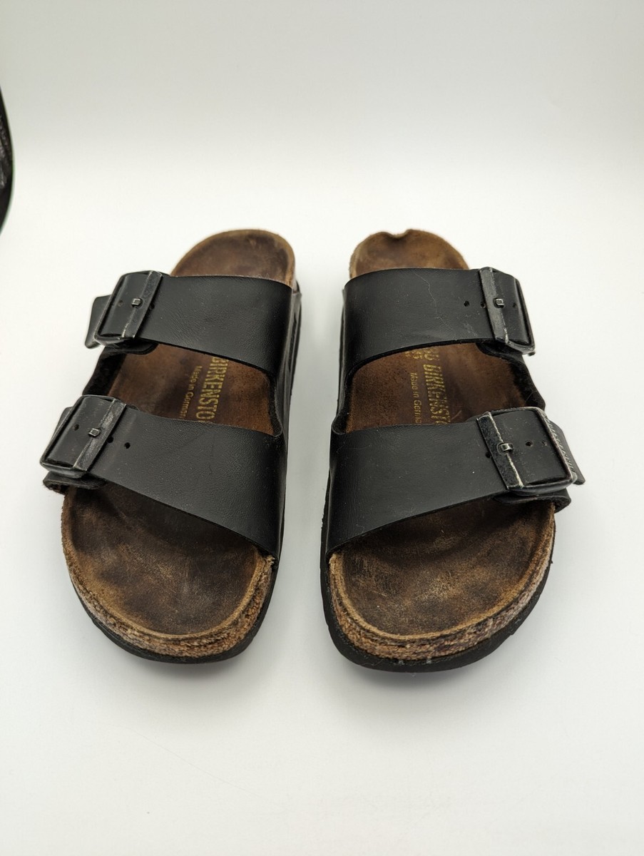 Birkenstock Arizona Sandal, Black Leather, 2 Strap 245 38 L7