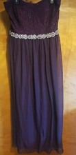 Davids Bridal Evening Gown Prom Purple and Silver Size 19 Strappless Zip Closer