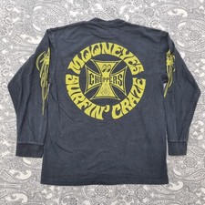 Vintage West Coast Choppers Cross T-shirt Large Surfers Craze Logo Long Sleeve
