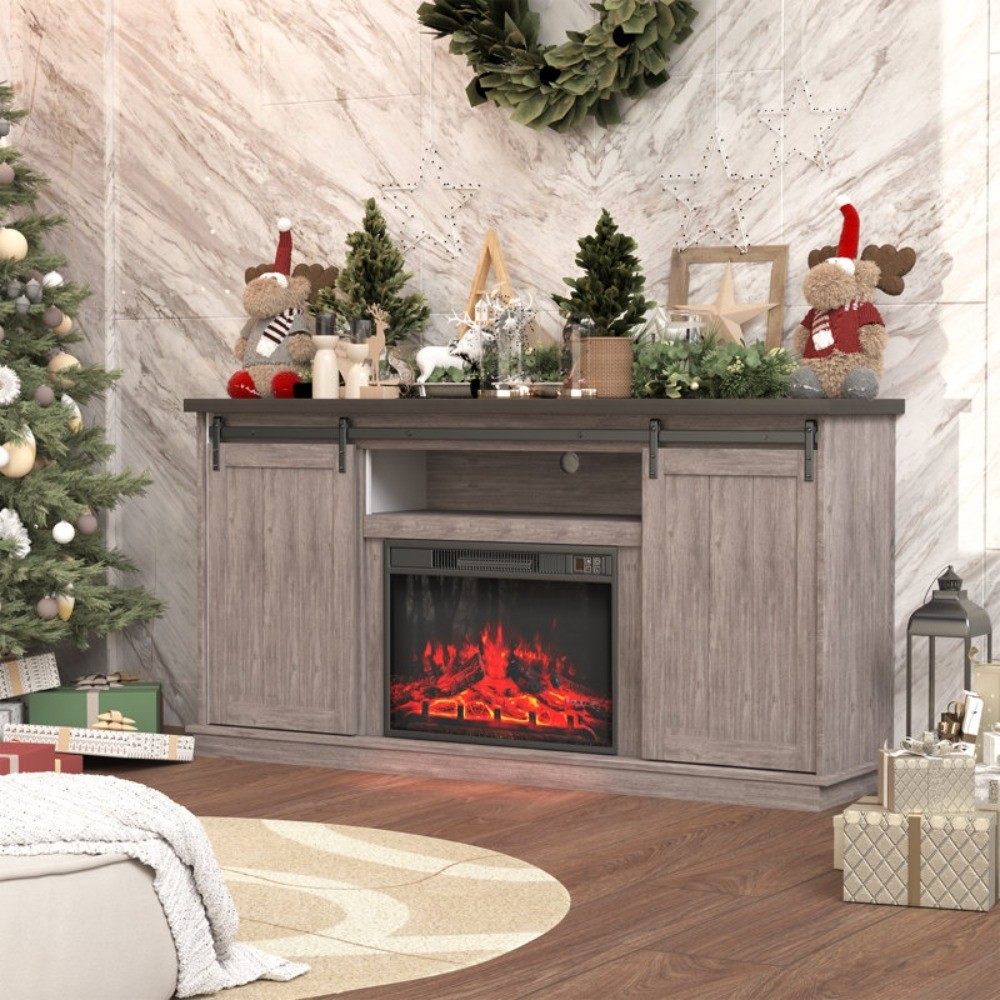 With Sliding Barn Doors For Tv Up To 73"