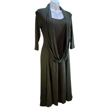 NWT Robbie Bee Sz Petite Large Green Long Sleeve Sweater Dress Infinity Scarf