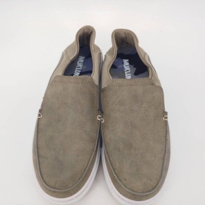 Mukluks Shoes Womens Park Place Slip On  Gray Faux Leather Moc Toe Sneakers 9.5