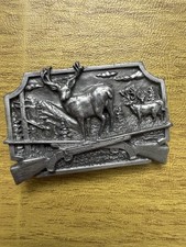 Deer Elk Buck Doe Hunting Rifle Wildlife Hunters Vtg. 1982 Siskiyou Belt Buckle