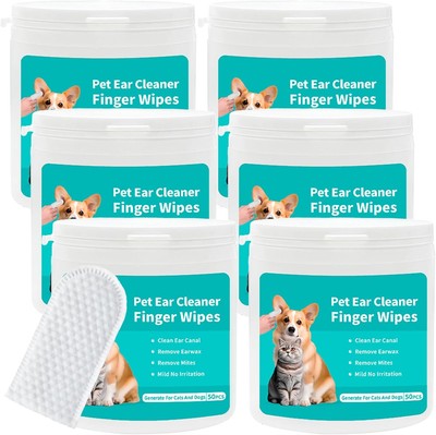 Lot of 6 - Beieverluck Pet Ear Cleaning Finger Wipes for Dogs & Cats (300 ct)