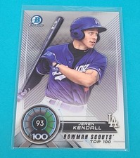 2018  Bowman Scouts' Top 100 #BTP-93 Jeren Kendall Los Angeles Dodgers Card I6