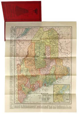 C S Hammond / R.M. Lewsen Cloak Store / Fold-out Map of Maine 1904 VG+ copy