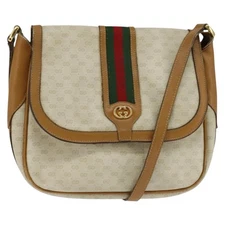 GUCCI Micro GG Supreme Web Sherry Line Bag PVC Beige 001 115 0914 Auth ar13755